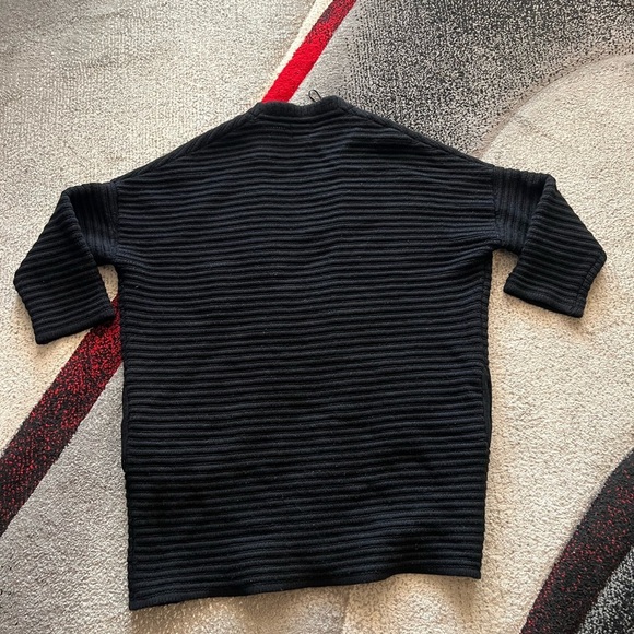 Massimo Dutti Black Alpaca Blend Ribbed Open Front Cardigan - Picture 3 of 3